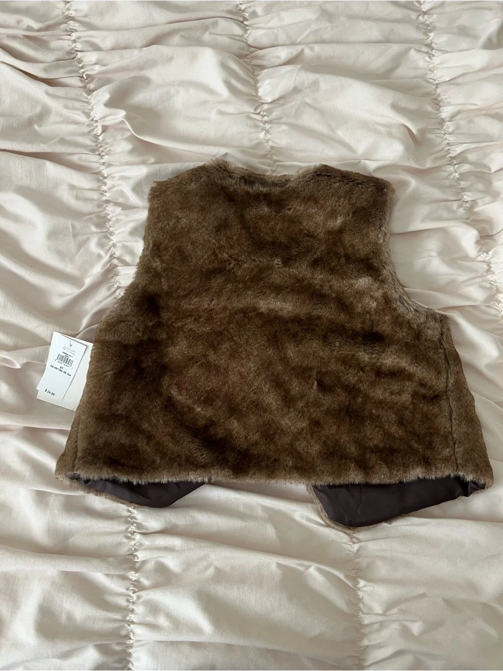 Old Navy Faux Fur Vest in Warm Brown